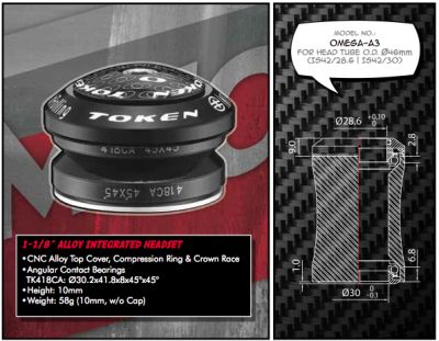 Рулевая колонка Token OMEGA A3 (1-1/8", Campagnolo) Black