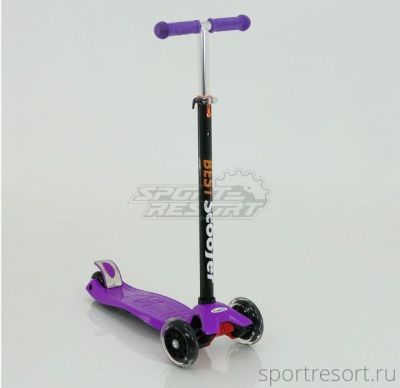Самокат ScooTer 120/80mm фиолетовый (LED колеса)