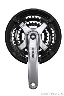 Система Shimano Tourney FC-TY701 6/7/8ск (Квадрат, 48/38/28T, 175mm, серебро, защита)