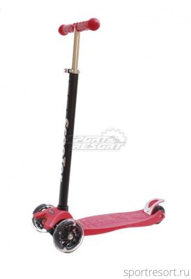 Самокат ScooTer 120/80mm красный (LED колеса)