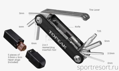 Набор инструментов TOPEAK TUBI 11 COMBO Black TUB-11CMB