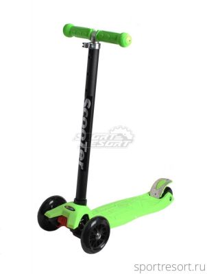 Самокат ScooTer 120/80mm зеленый (LED колеса)