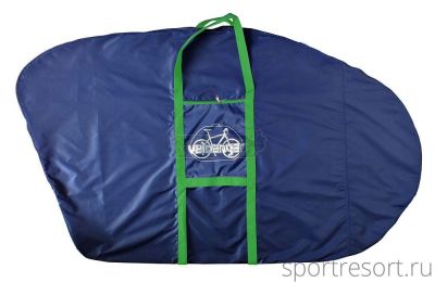 Чехол для велосипеда Veloangar №33 (с карманом под колесо) Синий с зелеными элементами Veloangar №33