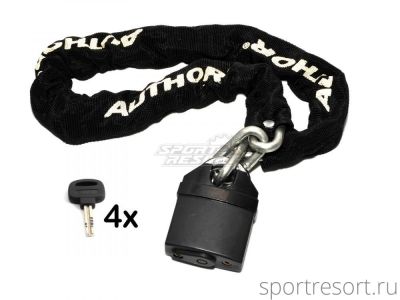 Велозамок Author ACHL-65 8х900 мм цепь с навесным замком (черный) 8-17062022