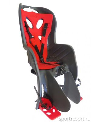 Детское велокресло NFUN CURIOSO DELUXE RACK серое с красной вставкой 01-100084