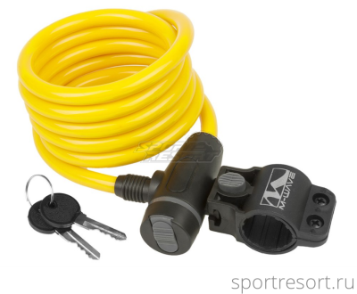 Велозамок M-Wave 10х1800 мм с ключом (желтый) 233866