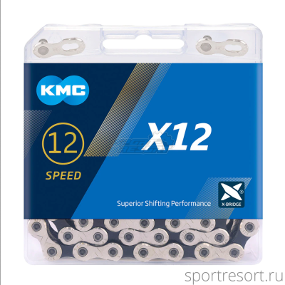 Цепь KMC X-12 (12ск,126зв) silver/black