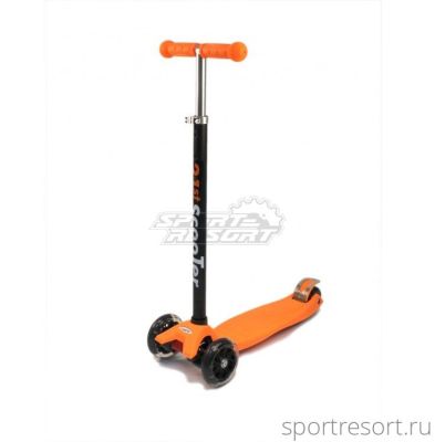 Самокат ScooTer 120/80mm оранжевый (LED колеса)