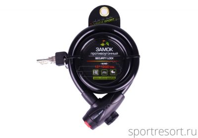 Велозамок Vinca Sport 12x1200 mm с ключом (черный) VS582