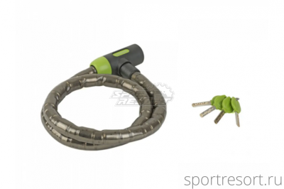 Велозамок Author 25х1200 мм с ключами C-Armored (черно-зеленый) 8-17060909