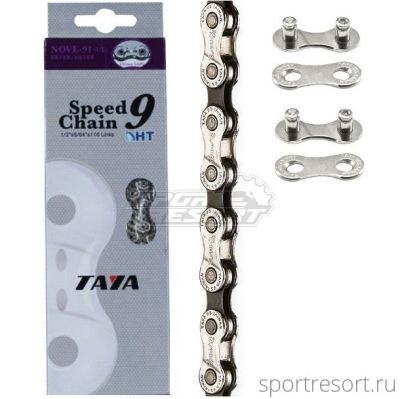Цепь Taya NOVE-91 (9ск,116зв) Silver/Black