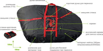 Чехол для велосипеда Veloangar №32 (с карманом под колесо) Серый с голубыми элементами V32new-grey-blue