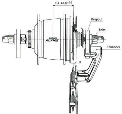 Натяжитель цепи Shimano Alfine CT-S500 серебристый